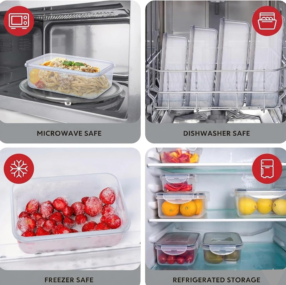 8 Piece Airtight Plastic Meal Prep/Storage Containers