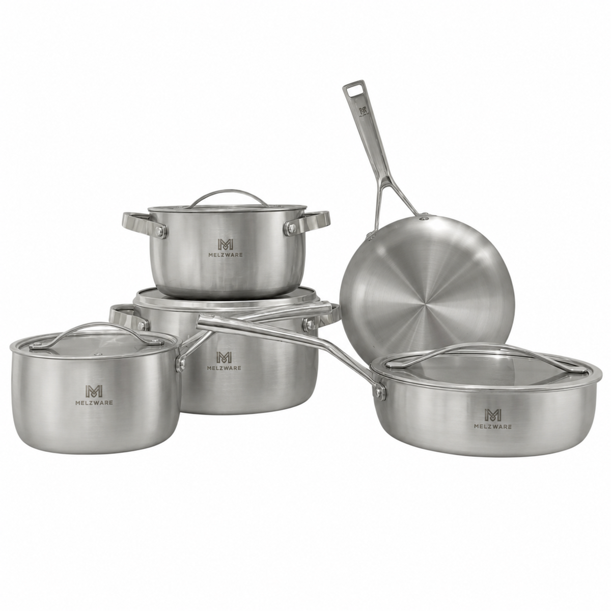 Stainless Steel Pots Set of 5 - Induction Compatible Cookware