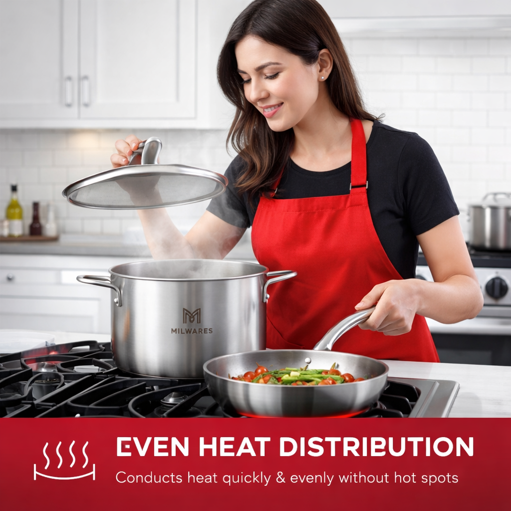 Stainless Steel Pots Set of 5 - Induction Compatible Cookware