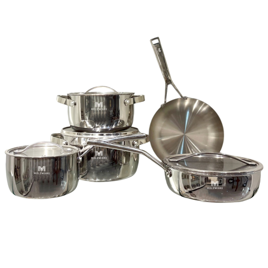 Stainless Steel Pots Set of 5 - Induction Compatible Cookware