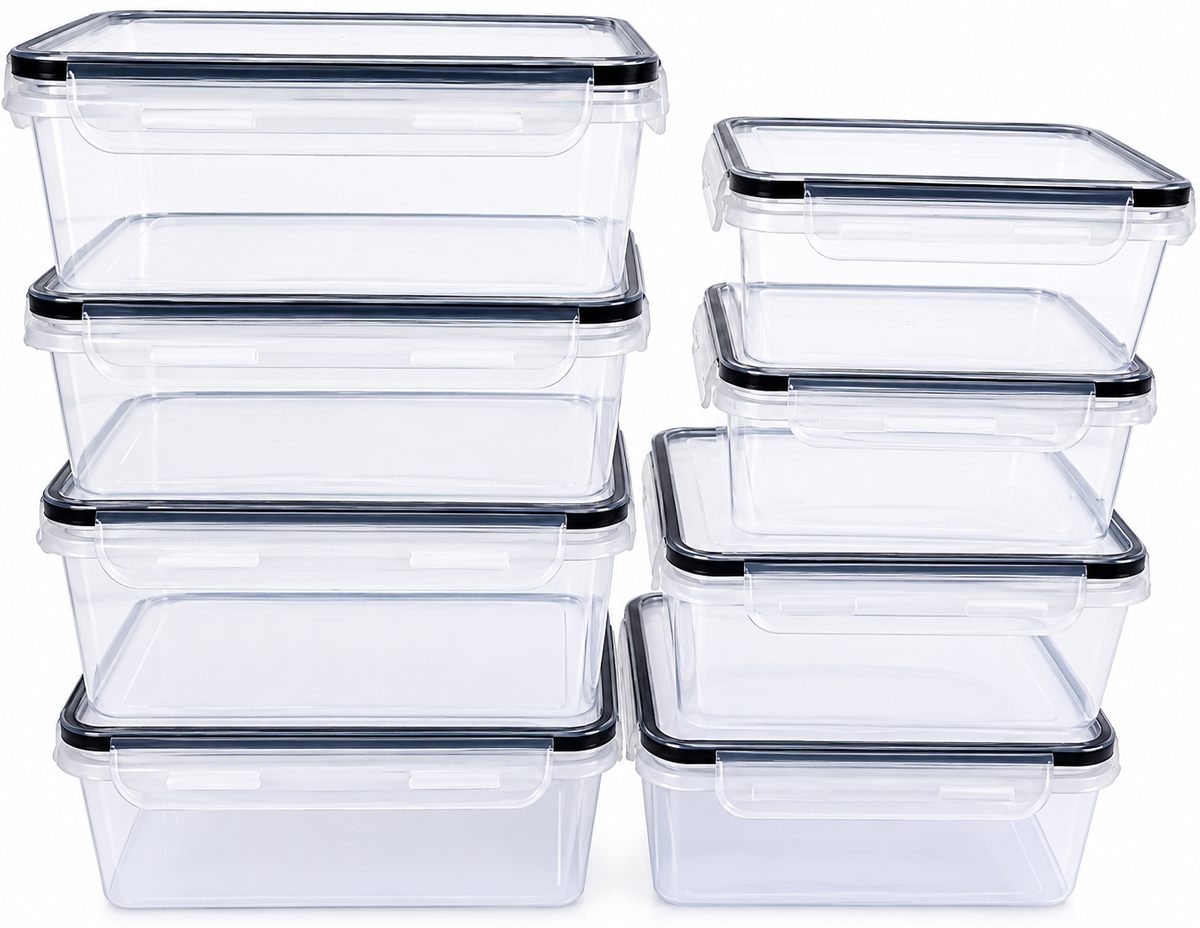 8 Piece Airtight Plastic Meal Prep/Storage Containers