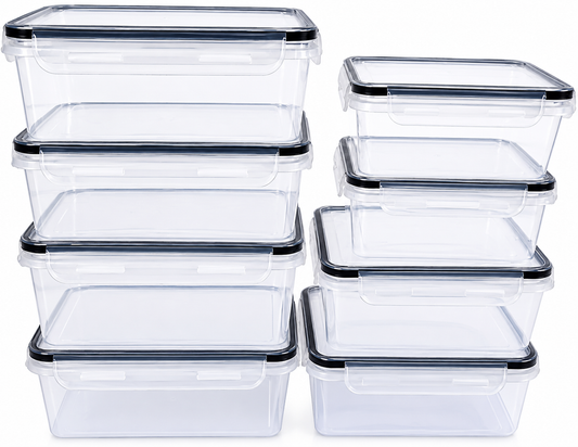 8 Piece Airtight Plastic Meal Prep/Storage Containers