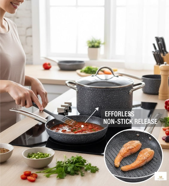 Nonstick Granite Cookware Pot Set - 23-Piece