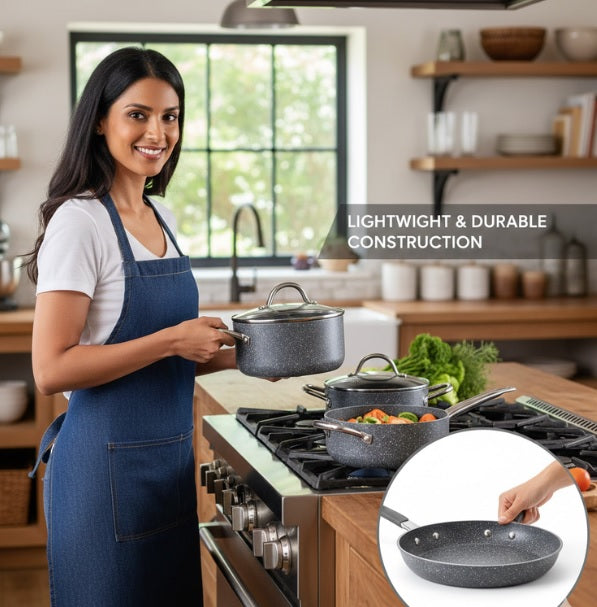 Nonstick Granite Cookware Pot Set - 23-Piece